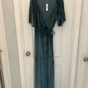 BALTICBORN Meghan Velvet Wrap Maxi Dress (Persian Blue)